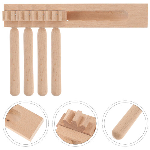 4Stk Holz Kastagnetten Kinder Ratsche 1