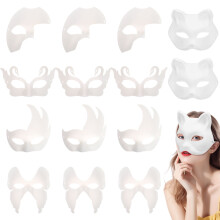 15Stk Leere Pappmaché Masken Zum Bemalen Für Party, Halloween, Cosplay