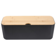Black Cable Management Box Mit Holzdeckel