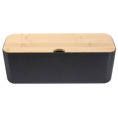 Black Cable Management Box Mit Holzdeckel