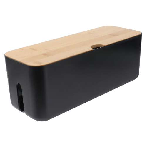 Black Cable Management Box Mit Holzdeckel 2