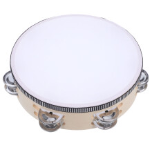 Kids-Tamburin 8 Zoll Doppelte Metallreihen Holzrahmen Handpercussion