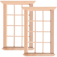2 Pcs Mini Wood Dollhouse Windows Frames For Furniture Accessories