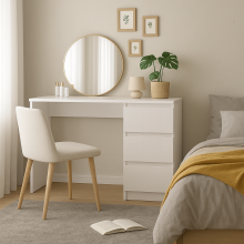 (Matt White) Carlton 3 Drawer Dresser Table Matt Finish
