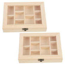 2Stk Unfertige Holzbox Diy Schmuckaufbewahrung Mit Fächern