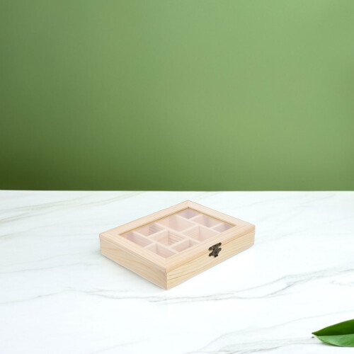 2Stk Unfertige Holzbox Diy Schmuckaufbewahrung Mit Fächern 2