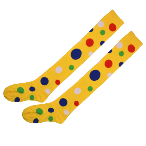 Un Par De Medias Largas De Puntos Por Amarillo