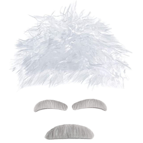 Peluca Científico Corta con Bigote y para Disfraz