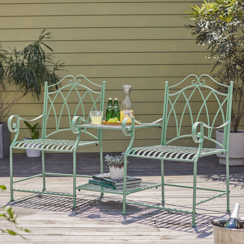 SoBuy Banc Jardin 2 Places avec Table Intégrée 1