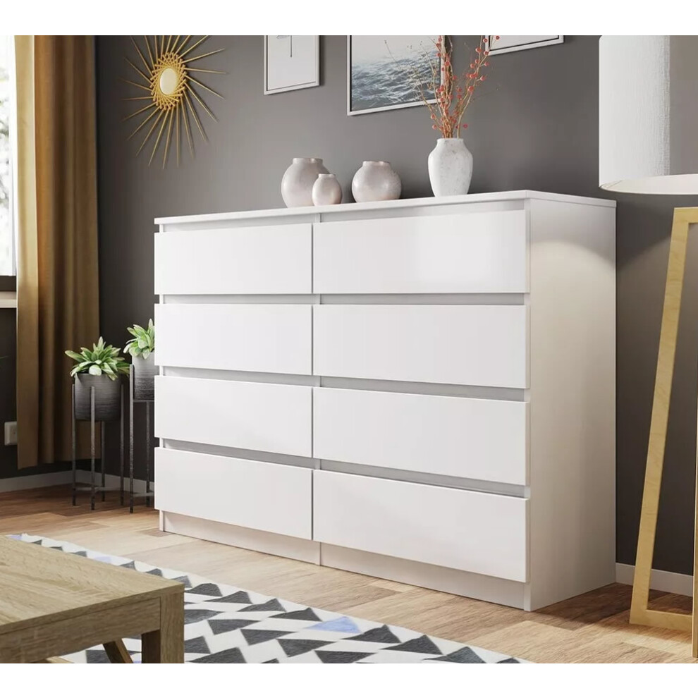Luxury Life Unisex White Carlton Matt Chest Of Drawers Drawer Cabinet In Size 8 - Image 2