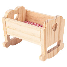 Miniature Wooden Doll Cradle Bed For Dollhouse And Kids Play