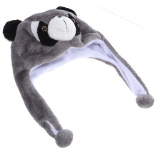 Cute Plush Raccoon Hat For Kids Adults Soft Warm Animal Beanie Cap