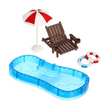 Mini Furniture Model Set With Swim Ring And Pool Accessory