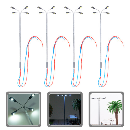 4Pcs Sand Table Yard Lamps Construction Tiny Street Lights Props 2