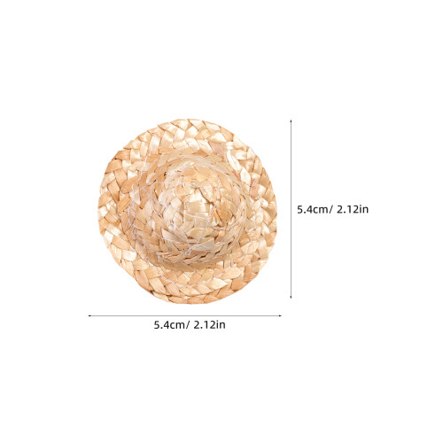 20Pcs Handmade Mini Straw Hat Hand-Woven Doll Decorative Hats 1