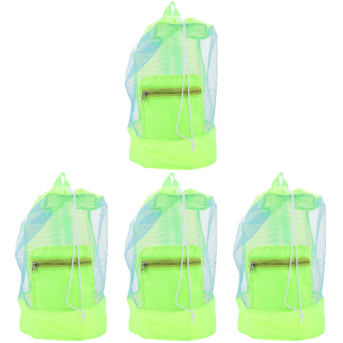 4Pcs Blue Nylon Mesh Beach Bags Kids Toy Storage Drawstring Backpack 1