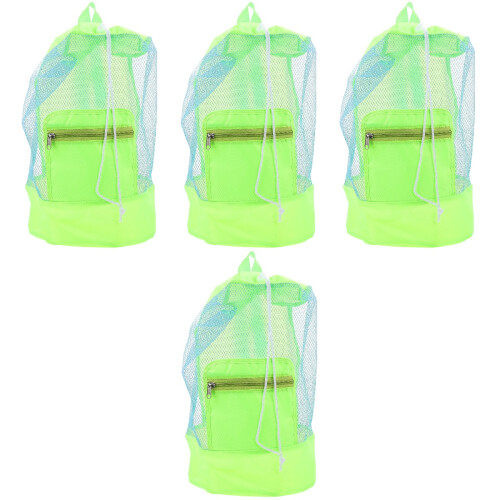 4Pcs Blue Nylon Mesh Beach Bags Kids Toy Storage Drawstring Backpack 2