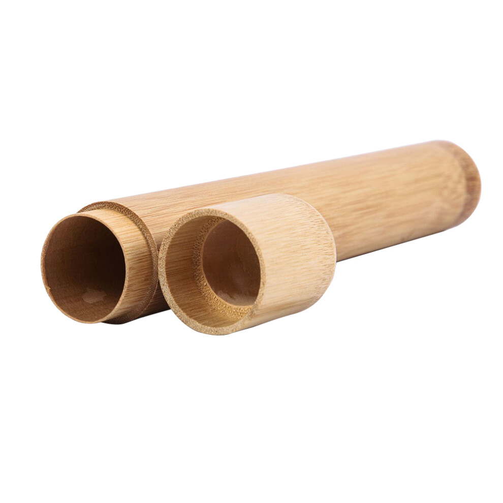 Solustre Portable Bamboo Toothbrush Holder Tube For Travel Hiking Camping