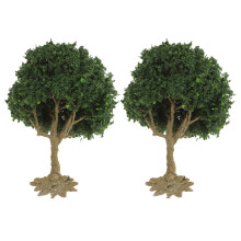 2 Pcs Mini Artificial Trees For Railroad Diorama 10cm