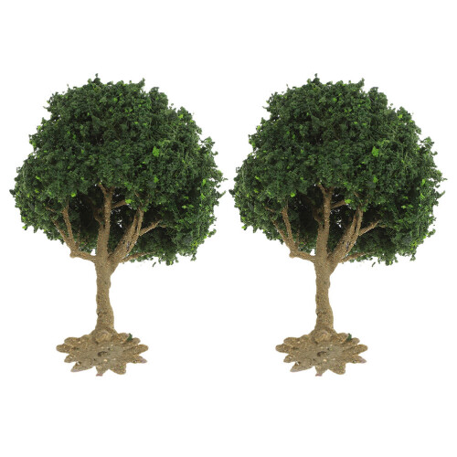 2 Pcs Mini Artificial Trees For Railroad Diorama 10cm