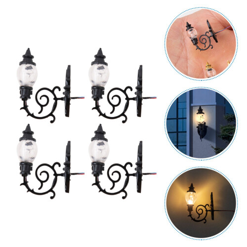4Pcs Sand Table Miniature Wall Lamp Desktop Ornament 1:87 2
