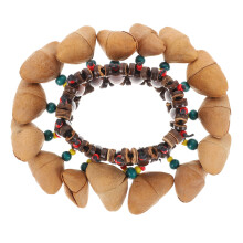 1Pc Nut Shell Bracelet With African Drum Bell (Assorted Colors)