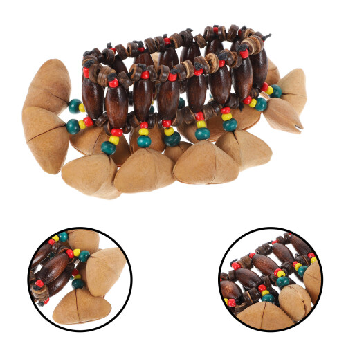1Pc Nut Shell Bracelet With African Drum Bell (Assorted Colors) 2
