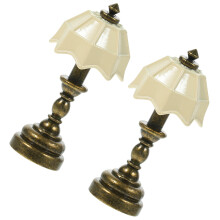 2Pcs Doll House Table Lamp Miniature Bedside Light Model