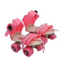 Children Adjustable Double Row Four Wheel Skates Size 25-32 Pink