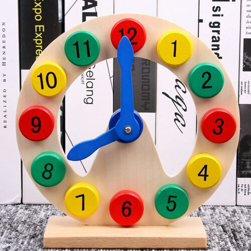 1Pc Wooden Number Clock Toy Educational Teaching Tool 2