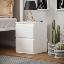 (Matt White, 2 Drawer Bedside Cabinet) Carlton Chest Of Drawers Matt Finish