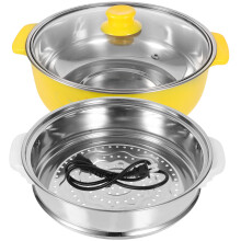 Small Steel Electric Steam Pot Double Layer 24cm With Steamer Plug