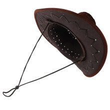 Casual Western Hat For Cowgirls Artificial Suede Wide Brim Brown