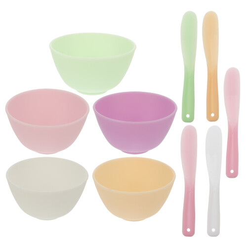 5Pcs Mini Silicone Mask Bowls With 10Pcs Makeup Spatulas