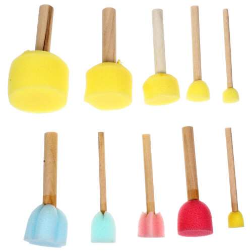 10Pcs Round Paint Sponge Brushes Mini Diy Tool Assorted Colors 1