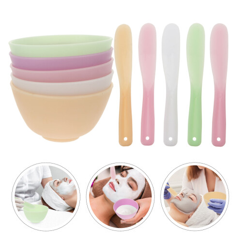 5Pcs Mini Silicone Mask Bowls With 10Pcs Makeup Spatulas 2