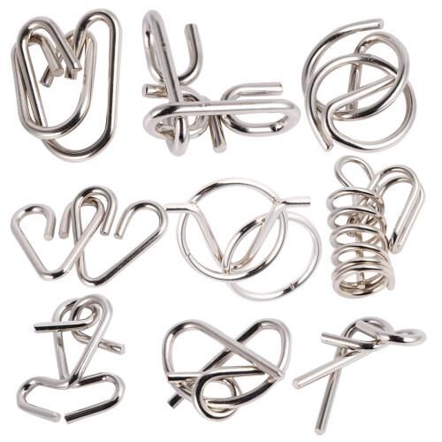 2 Sets 18Pcs Metal Brain Teaser Puzzle Chinese Ring Game