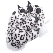 One Pair Snow Leopard Plush Claw Gloves Furry Winter Mitts