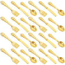 36Pcs Dollhouse Alloy Tableware Mini Dinner Set Micro Cutlery