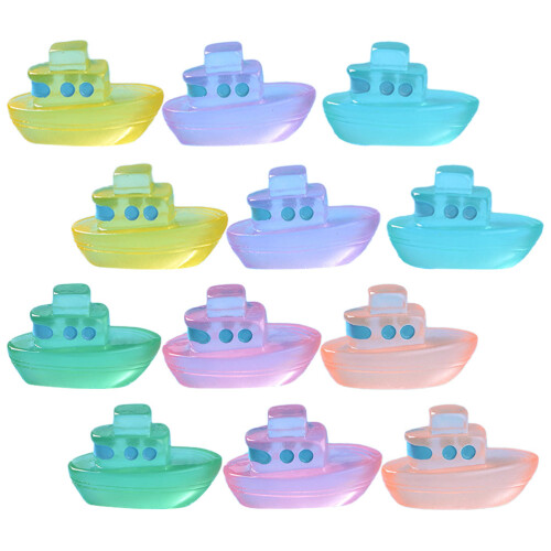 12Pcs Mini Boat Model Luminous Craft For Micro Landscape Decoration