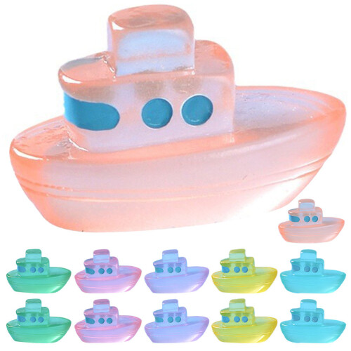 12Pcs Mini Boat Model Luminous Craft For Micro Landscape Decoration 2