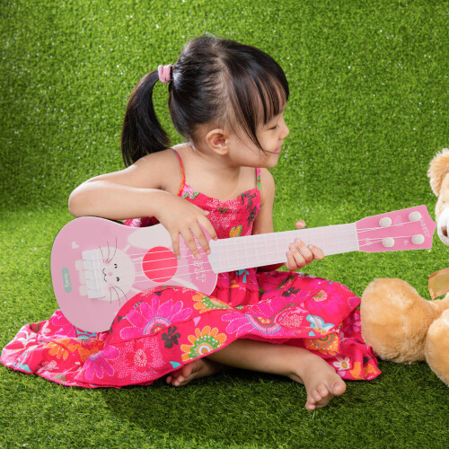 1Pc Plastic Cartoon Rabbit 4 String Guitar Toy For Kids 1