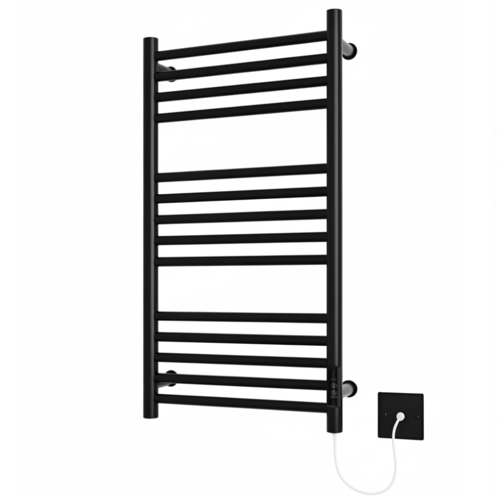 (400Mm) Belfast Black Dry Electric Stainless Steel Towel Rails - 720Mm High 3233824122291