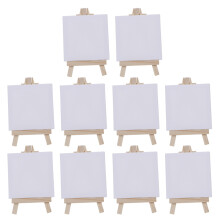 10Pcs Mini Canvas Panel With Wooden Easel For Painting And Drawing