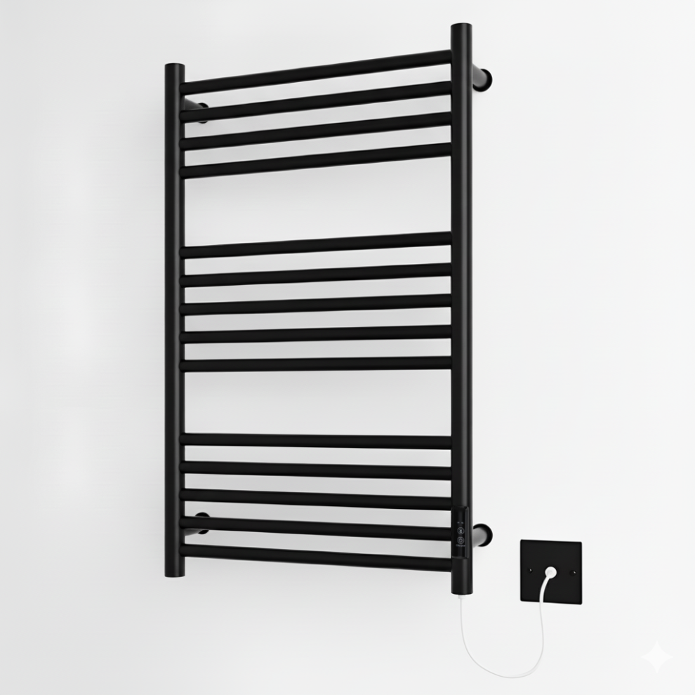 (500Mm) Belfast Black Dry Electric Stainless Steel Towel Rails - 720Mm High 3233824122307