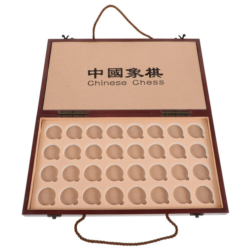 Portable Wooden Chinese Chess Set With Storage Board