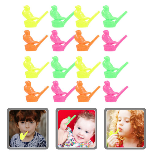 16Pcs Colorful Plastic Bird Shaped Whistle Party Props 1