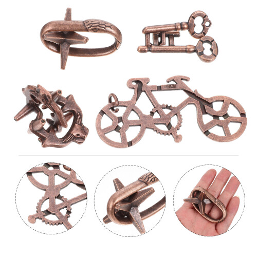 4Pcs Metal Brain Teaser Puzzles Educational Unlock Toy 1