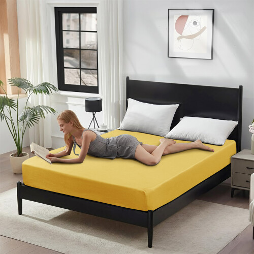 ( Ochre, Superking) 2 Pack Waterproof Mattress Protector-30cm Deep Elastic Fitted Sheet 2
