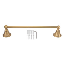 Handdoekstang met enkele laag, geborsteld messing, wandmontage, badkameraccessoire met verborgen schroefbevestiging, duurzaam en corrosiebestendig.